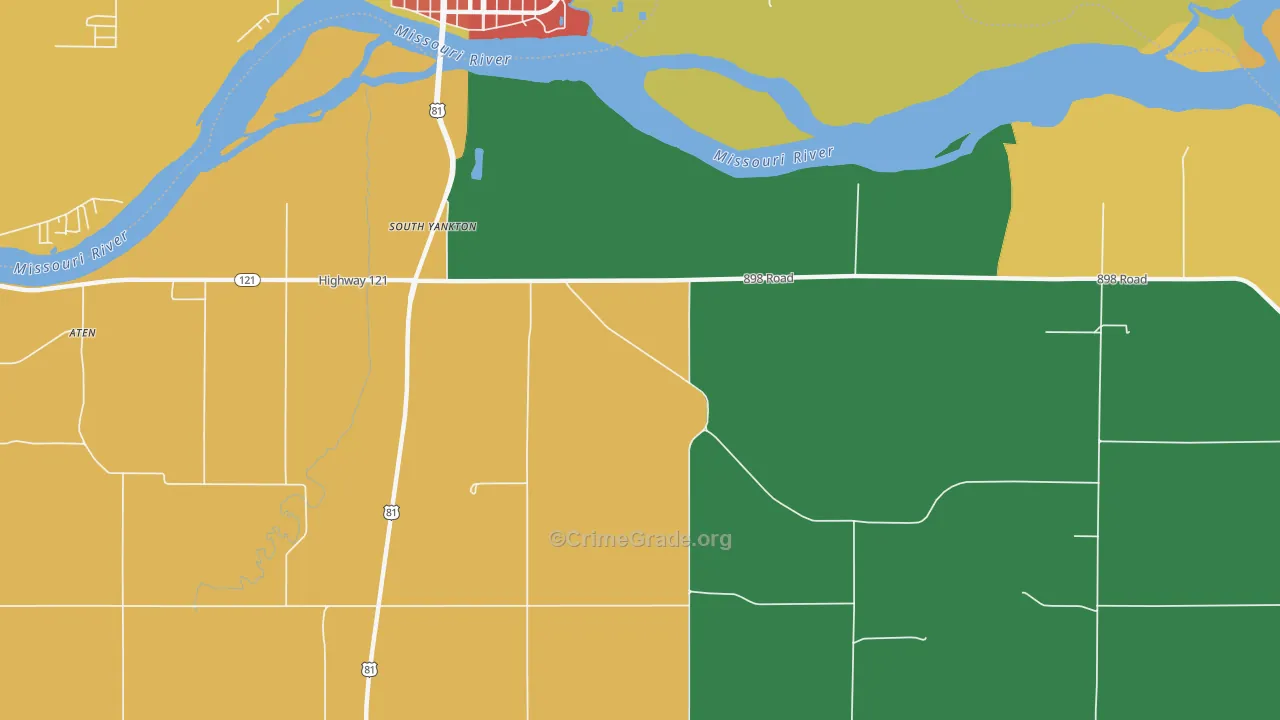 Yankton, NE Map of Theft Rates