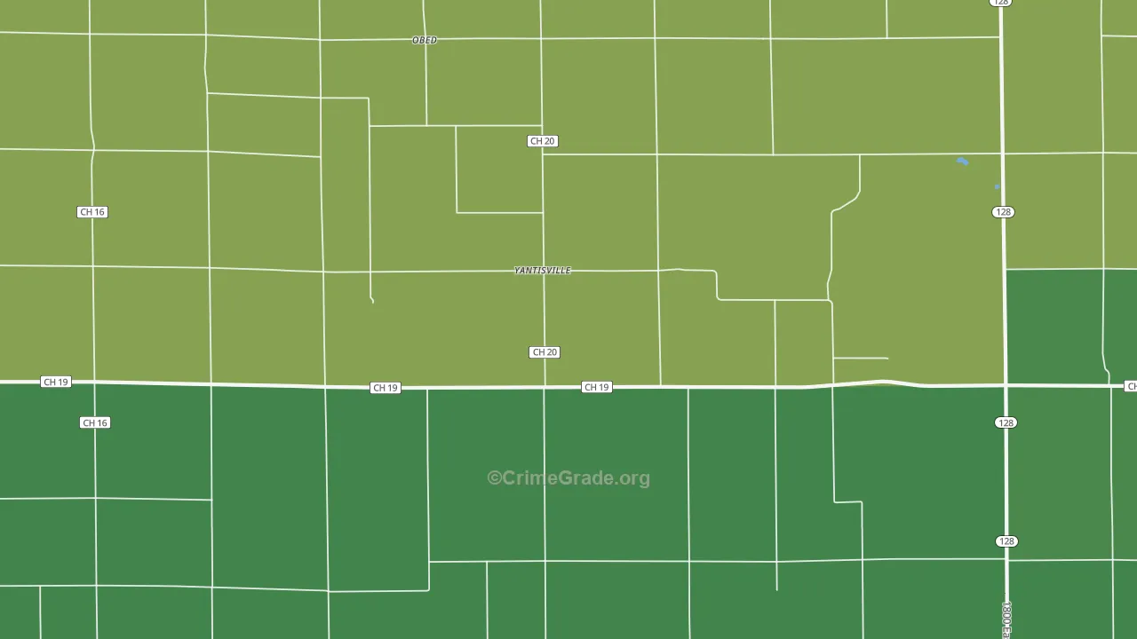 Yantisville, IL Map of Theft Rates