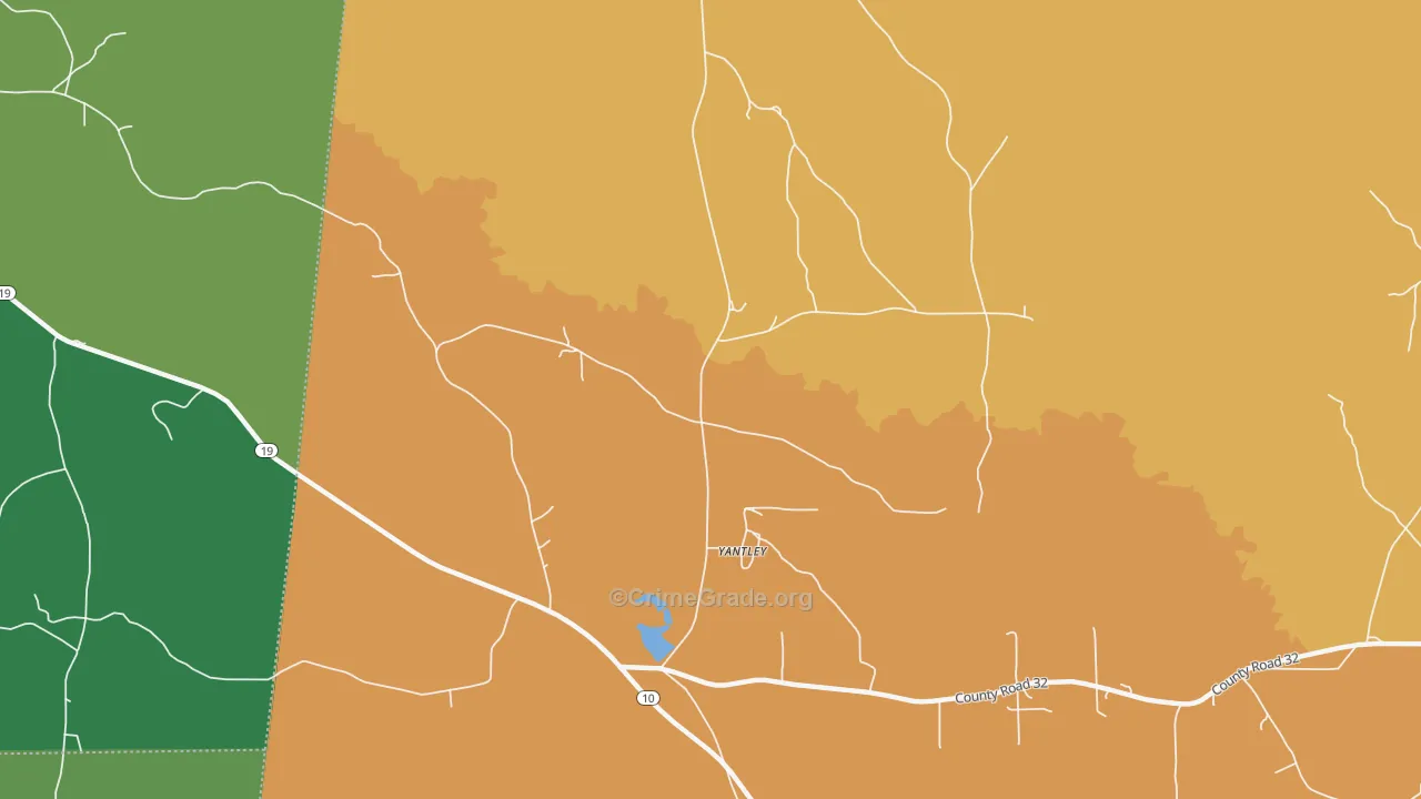 Yantley, AL Map of Theft Rates
