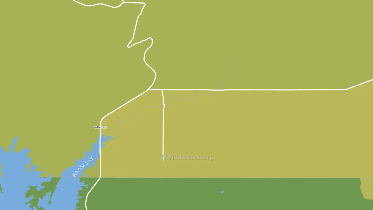 Yanush, OK Map of Theft Rates