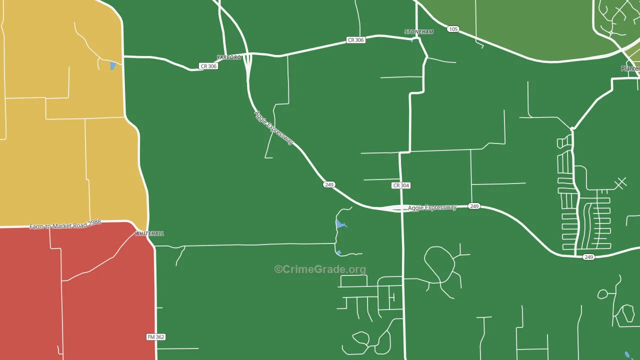 Yarboro, TX Map of Theft Rates