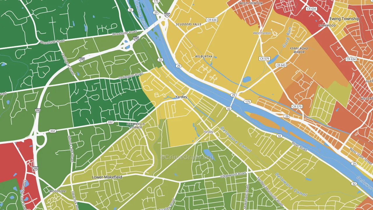 Yardley, PA Map of Theft Rates