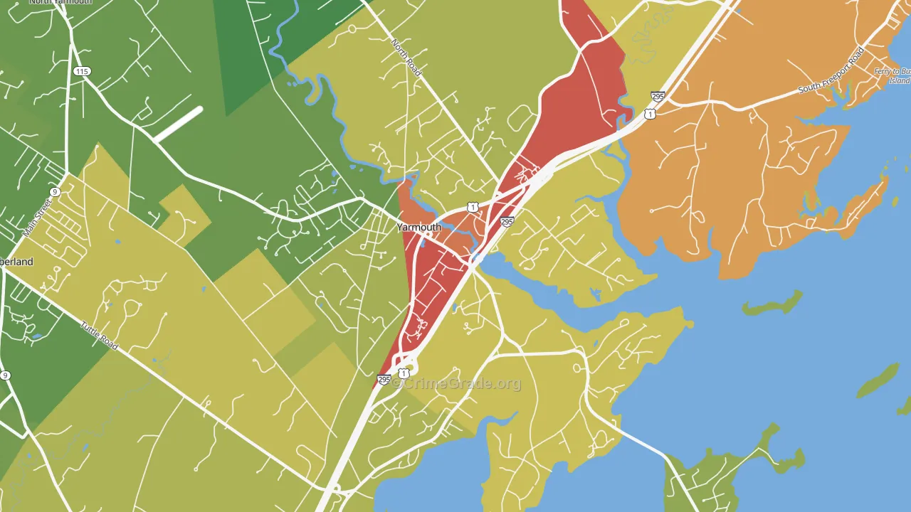 Yarmouth, ME Map of Theft Rates