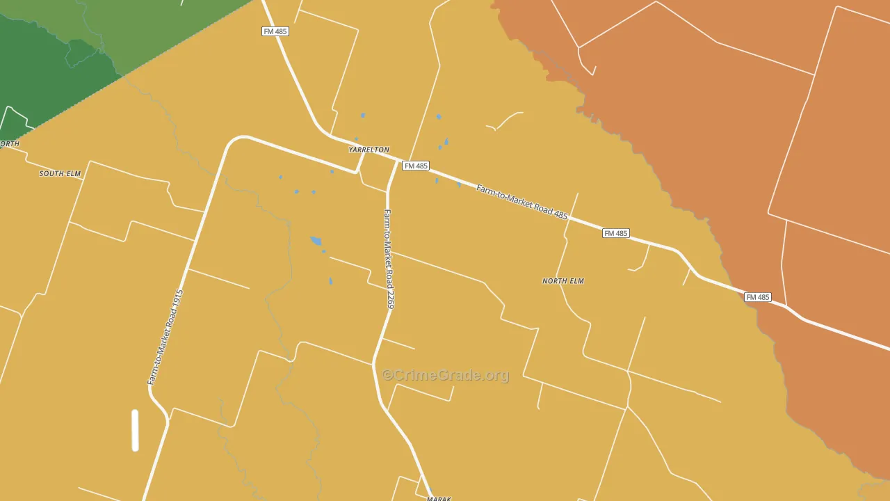 Yarrelton, TX Map of Theft Rates