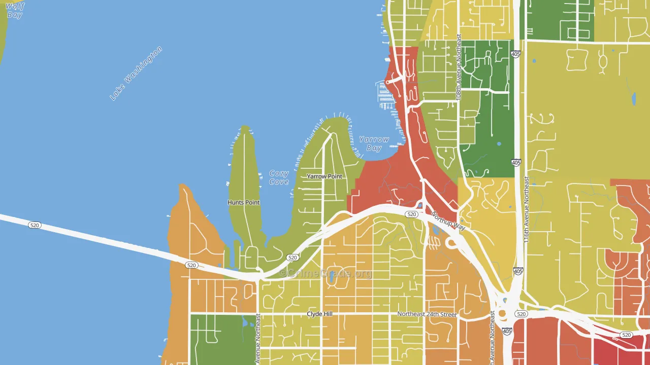 Yarrow Point, WA Map of Theft Rates