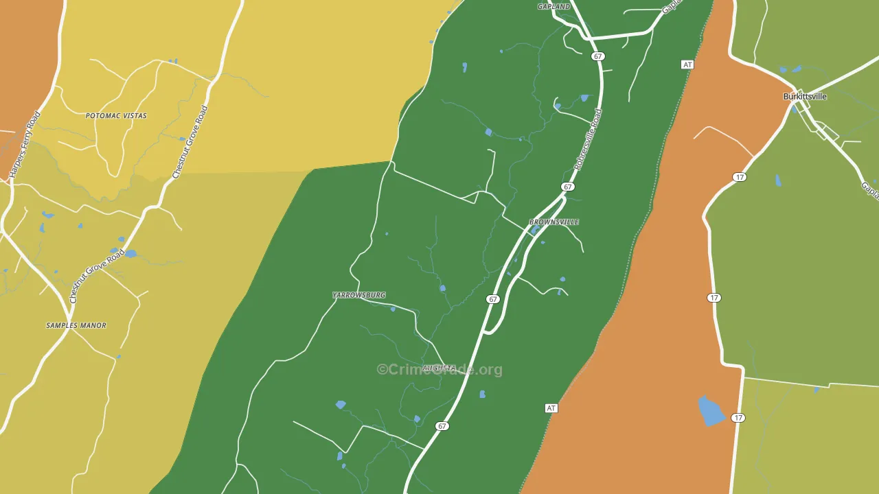 Yarrowsburg, MD Map of Theft Rates