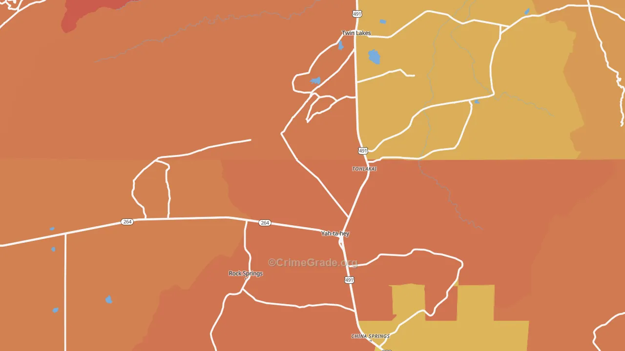Yatahey, NM Map of Theft Rates
