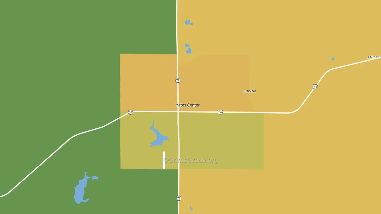Yates Center, KS Map of Theft Rates