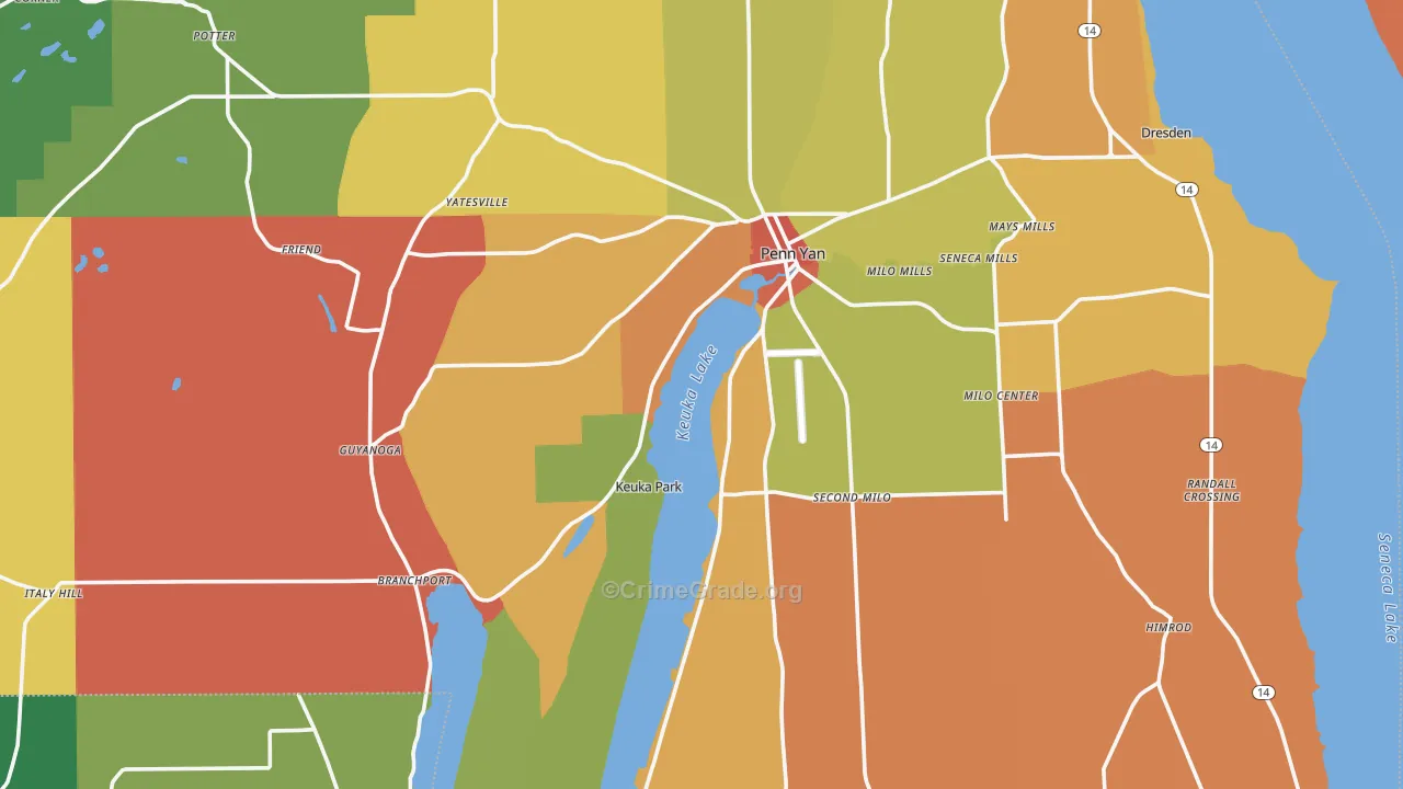 Yates County, NY Map of Theft Rates