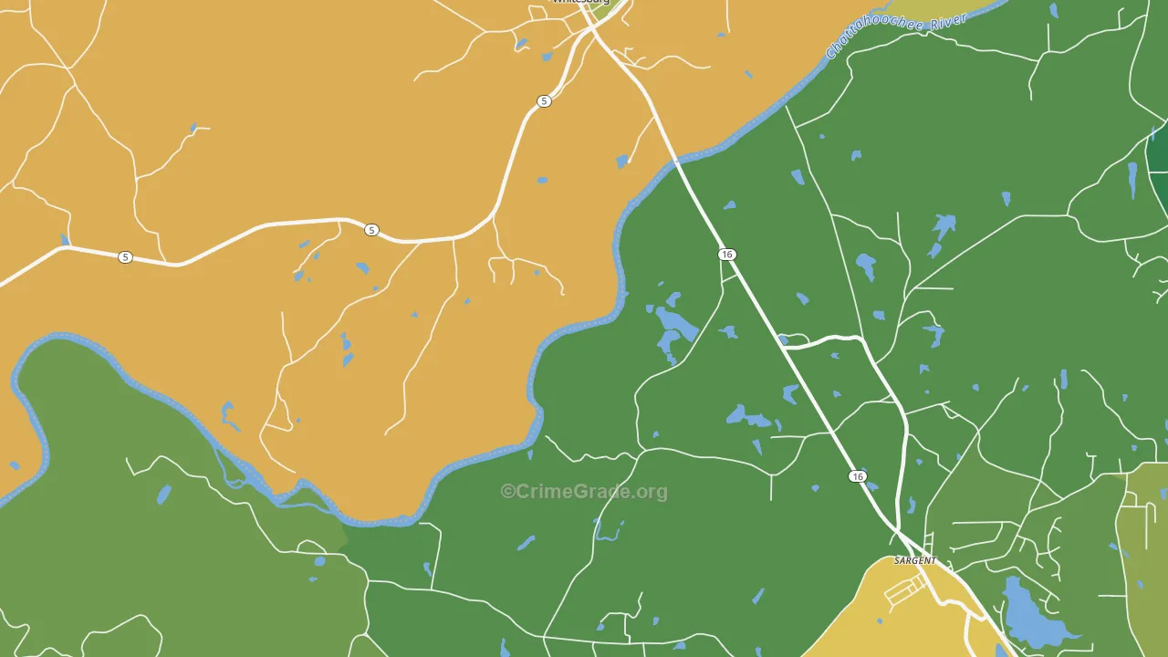 Yates, GA Map of Theft Rates