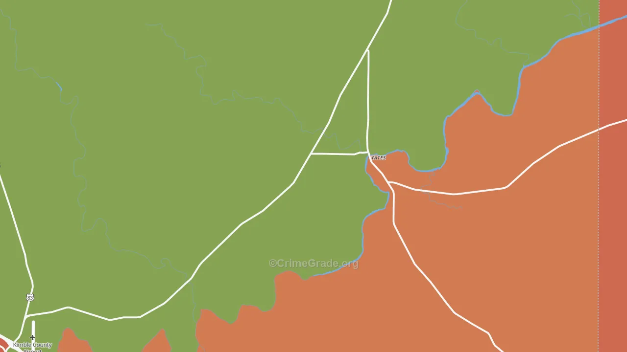 Yates, TX Map of Theft Rates