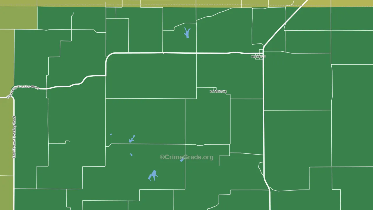 Yatesville, IL Map of Theft Rates