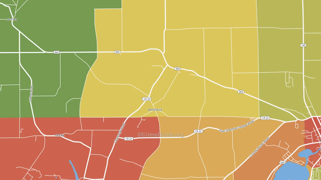 Yatesville, NY Map of Theft Rates