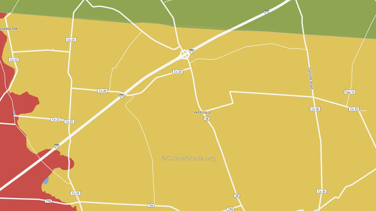 Yatesville, OH Map of Theft Rates