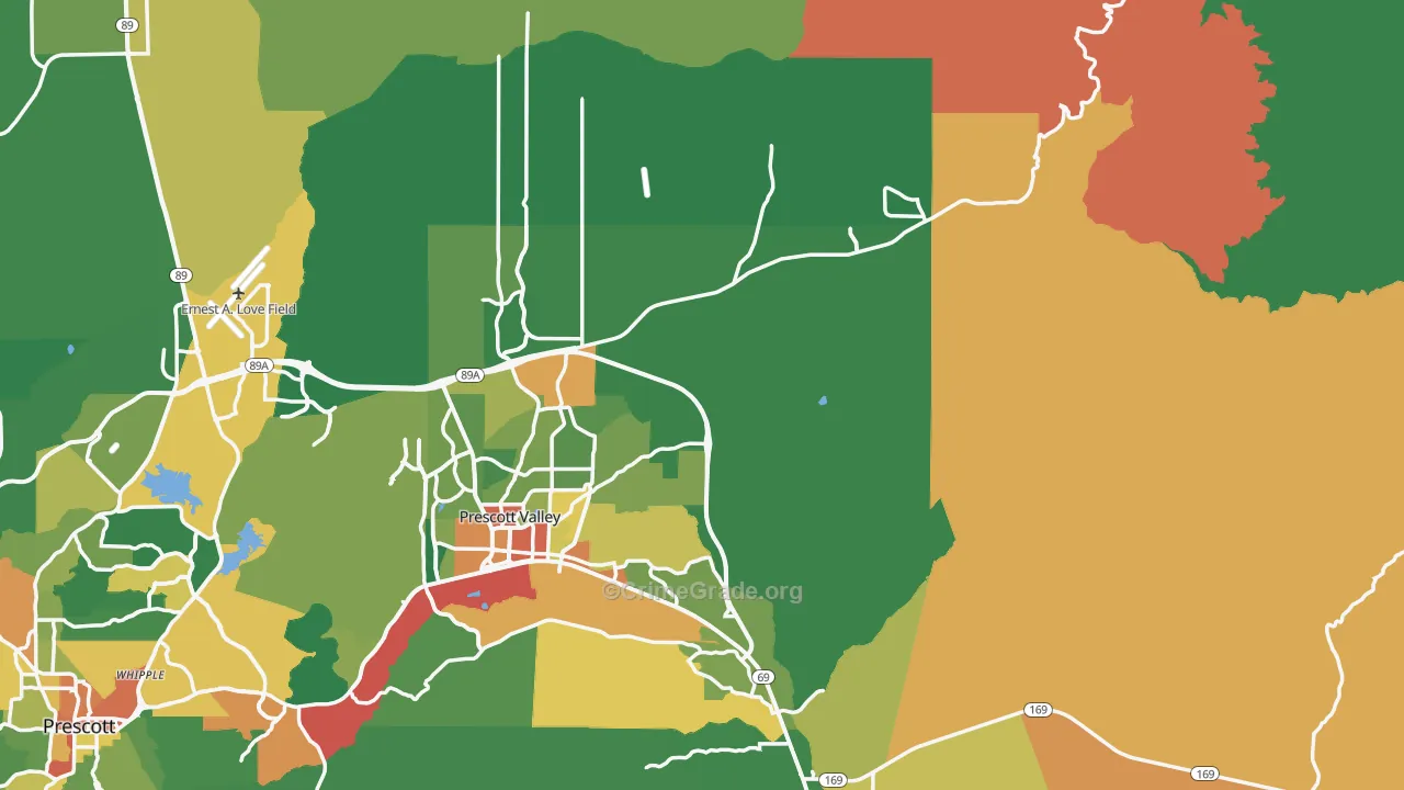Yavapai County, AZ Map of Theft Rates