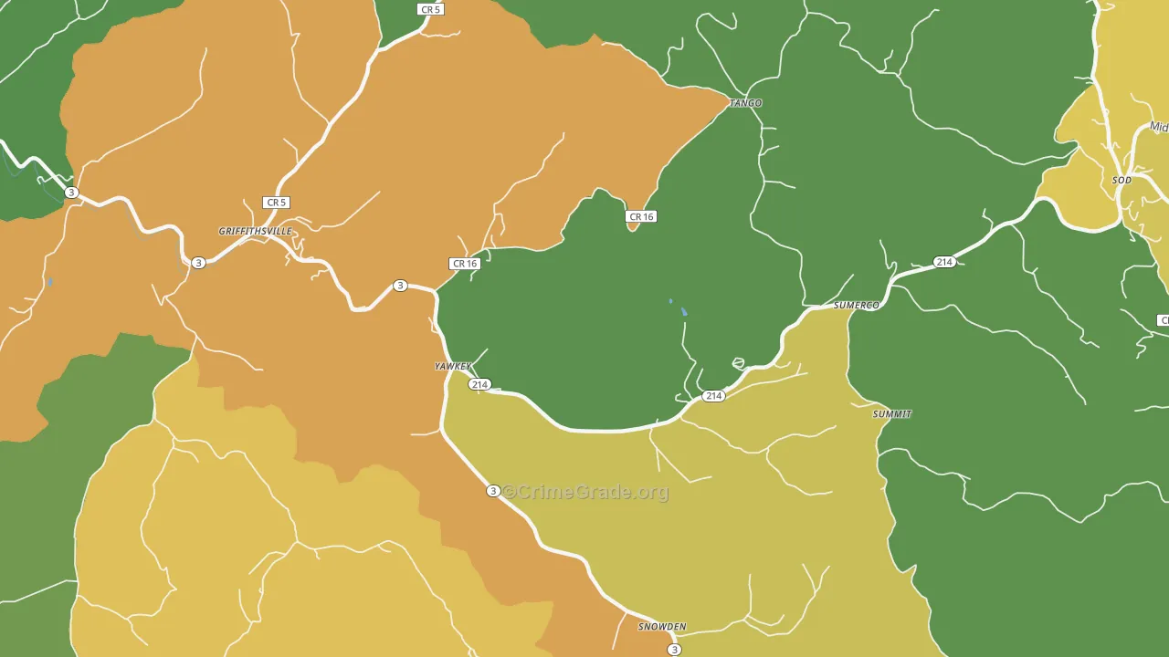 Yawkey, WV Map of Theft Rates