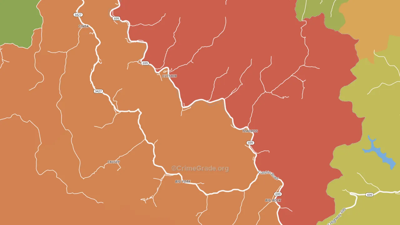 Yeaddiss, KY Map of Theft Rates