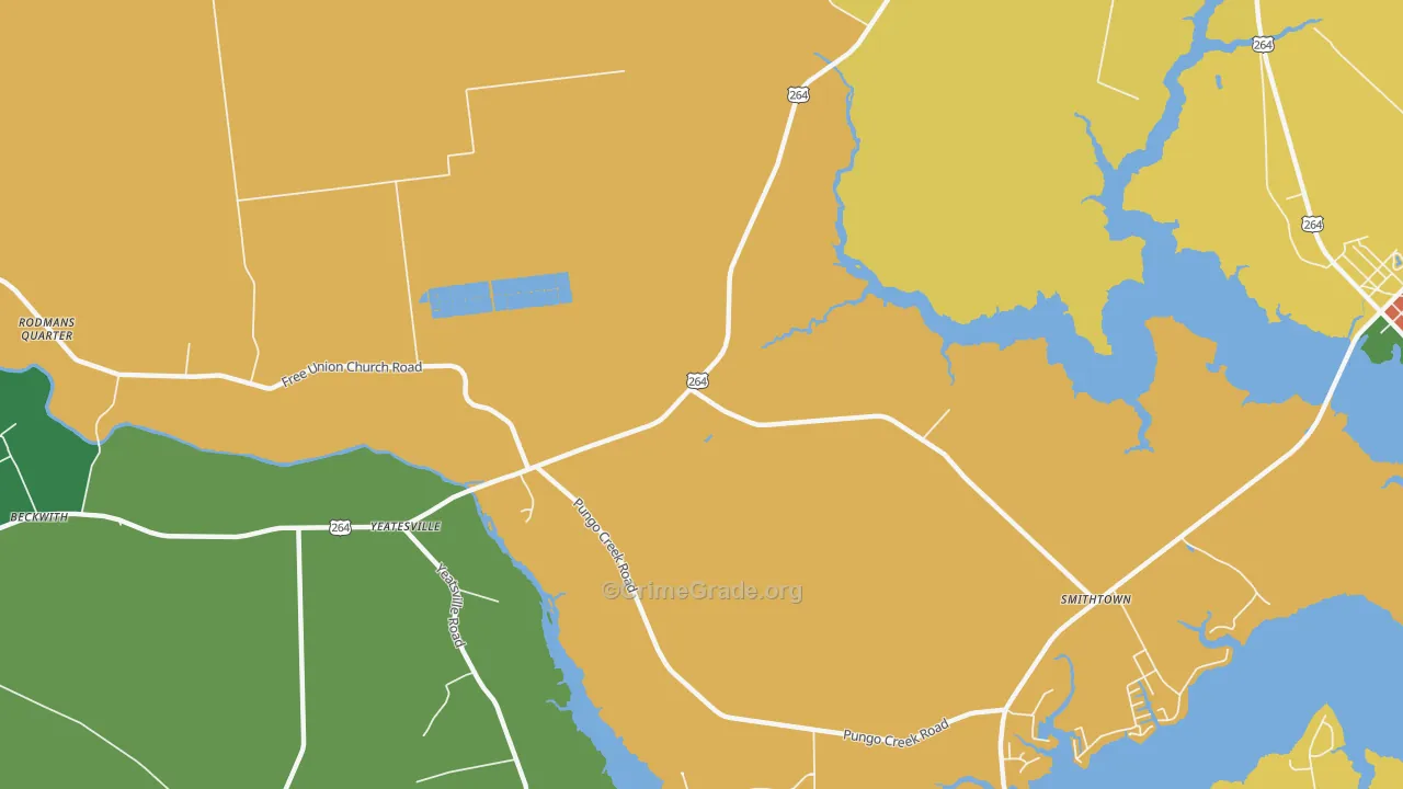 Yeatesville, NC Map of Theft Rates