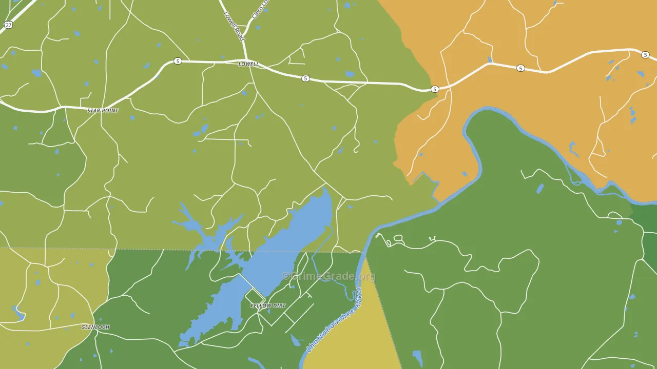 Yellow Dirt, GA Map of Theft Rates