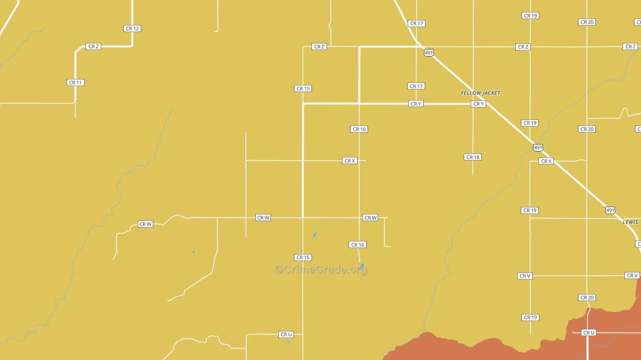 Yellow Jacket, CO Map of Theft Rates