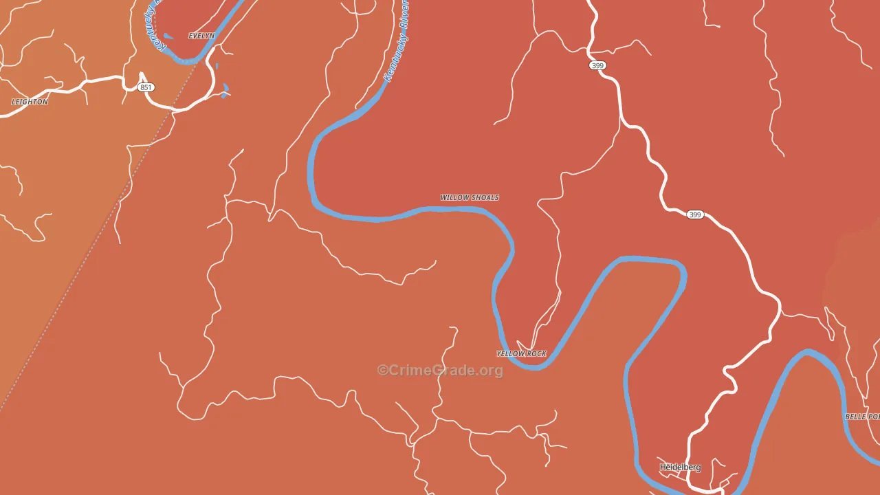 Yellow Rock, KY Map of Theft Rates
