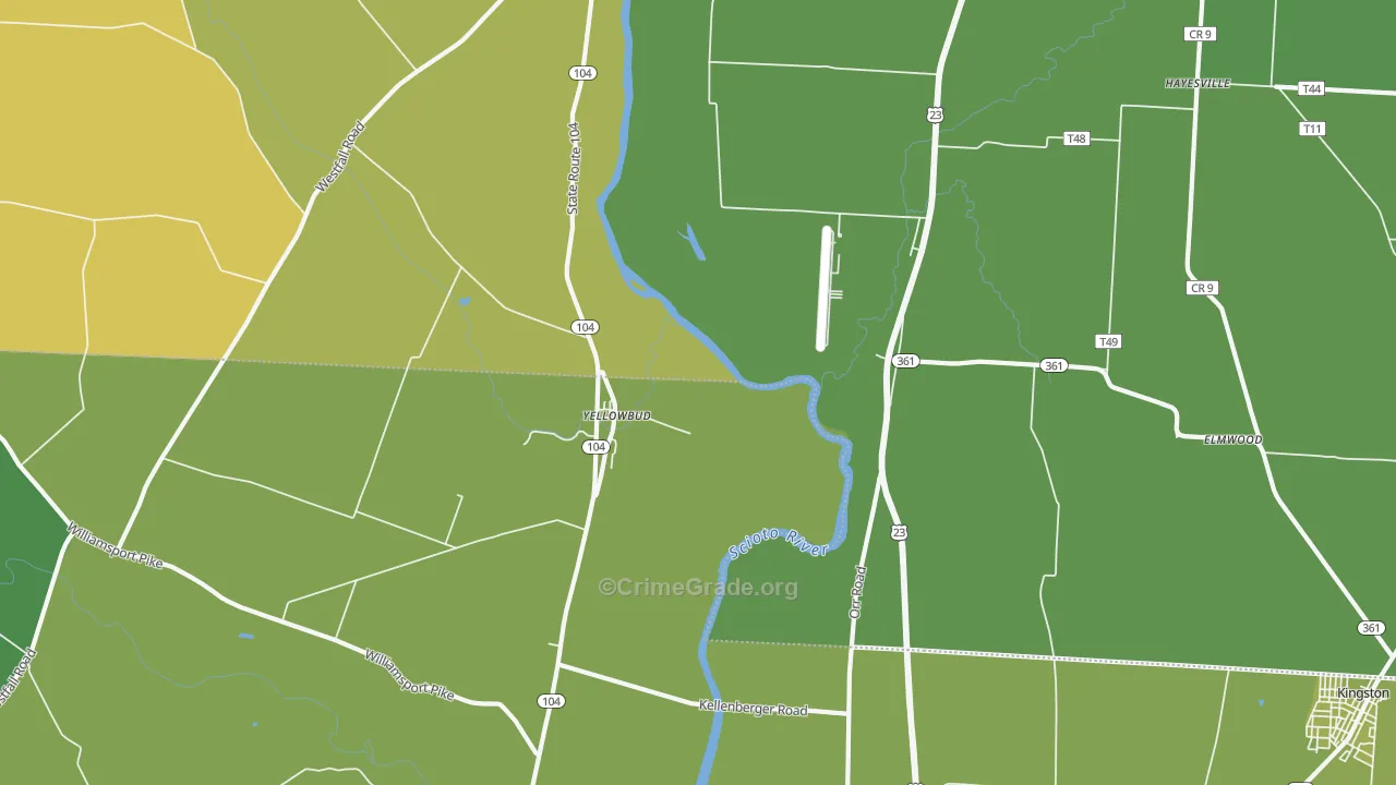 Yellowbud, OH Map of Theft Rates