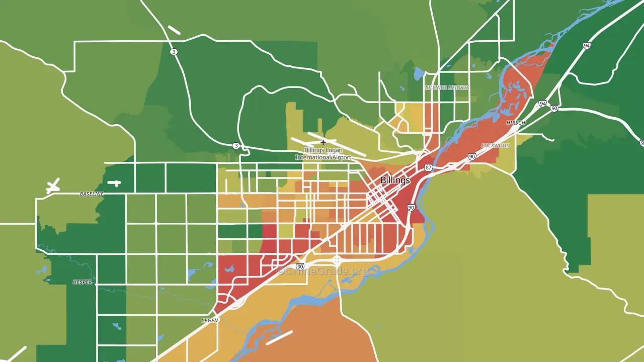 Yellowstone County, MT Map of Theft Rates