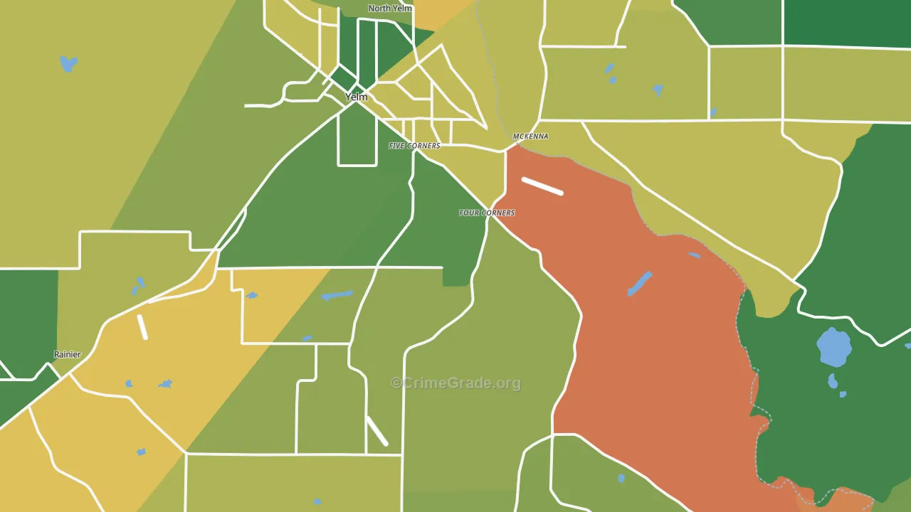 Yelm, WA Map of Theft Rates