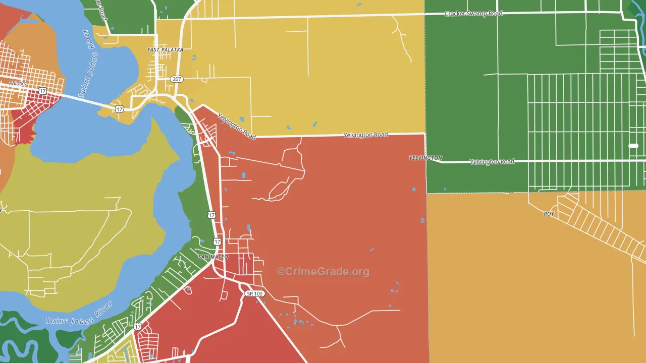 Yelvington, FL Map of Theft Rates