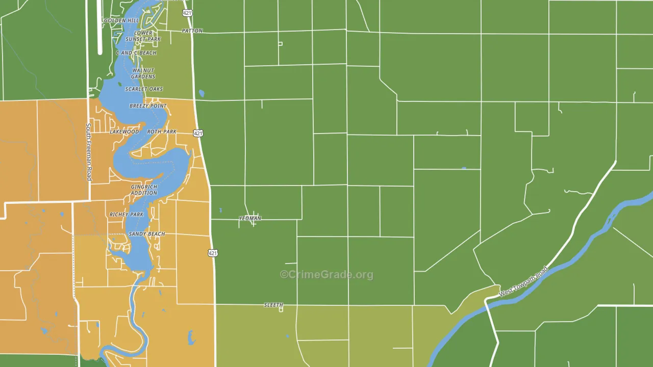 Yeoman, IN Map of Theft Rates