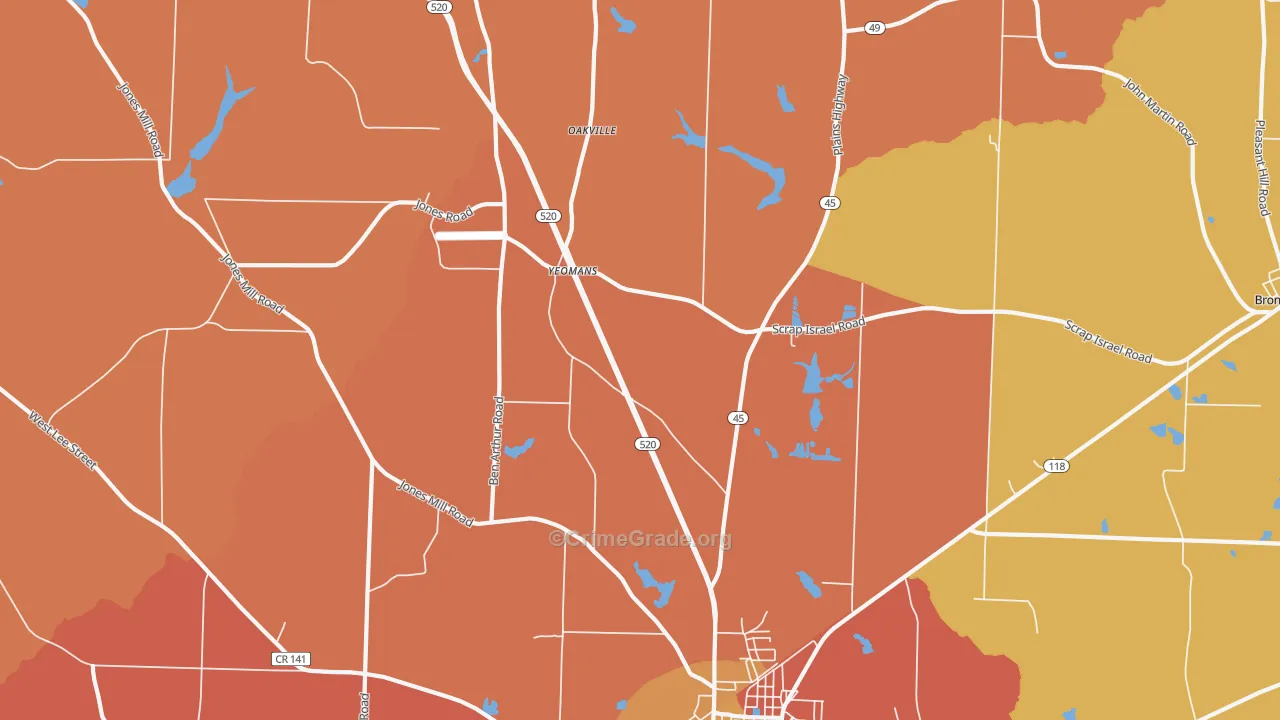 Yeomans, GA Map of Theft Rates