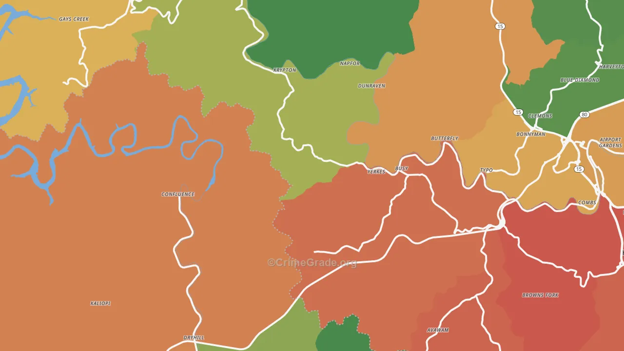 Yerkes, KY Map of Theft Rates
