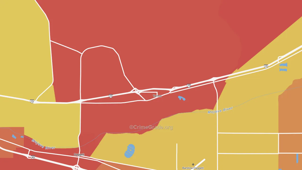 Yermo, CA Map of Theft Rates