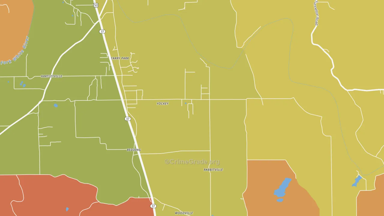Yockey, IN Map of Theft Rates