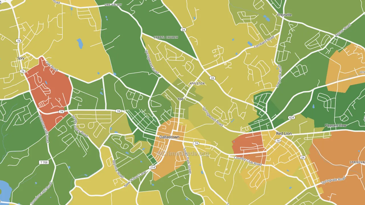 Yoe, PA Map of Theft Rates