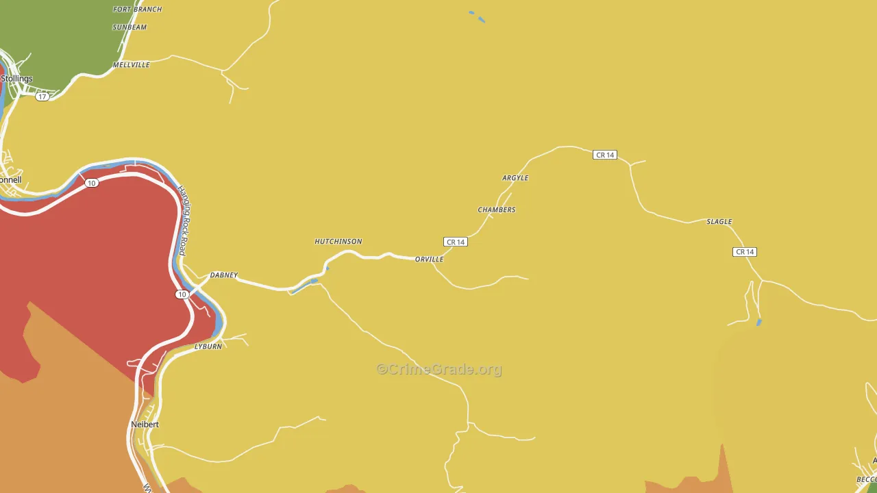 Yolyn, WV Map of Theft Rates