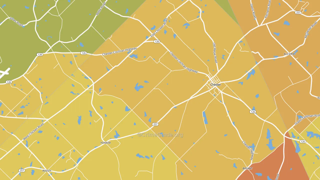 Yonkers, GA Map of Theft Rates