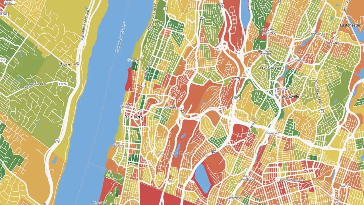 Yonkers, NY Map of Theft Rates