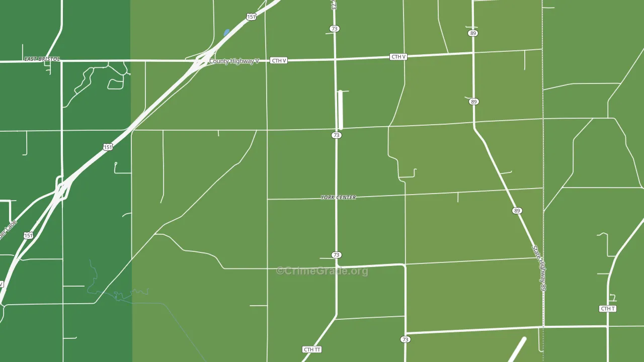 York Center, WI Map of Theft Rates