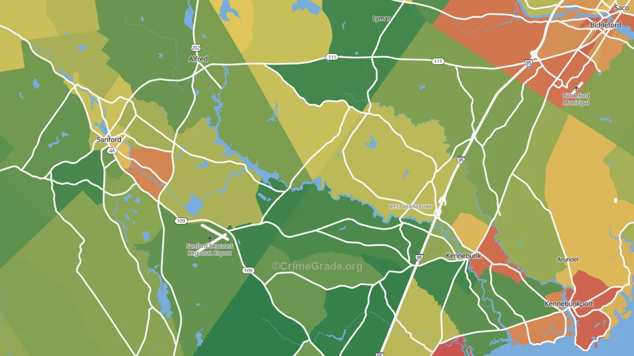 York County, ME Map of Theft Rates