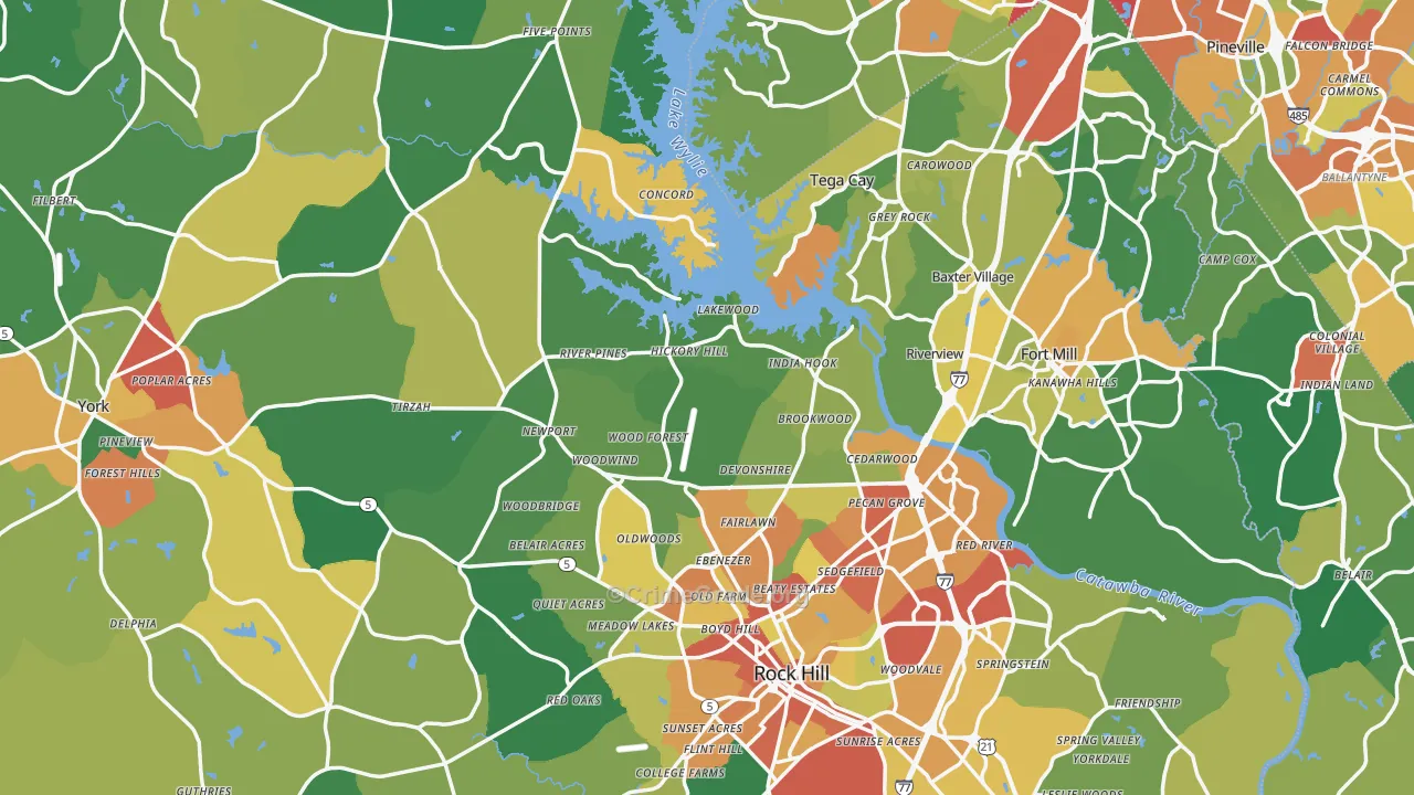 York County, SC Map of Theft Rates