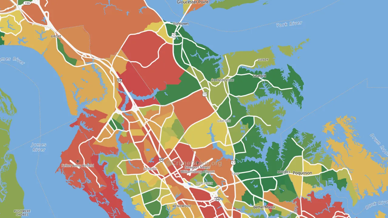 York County, VA Map of Theft Rates