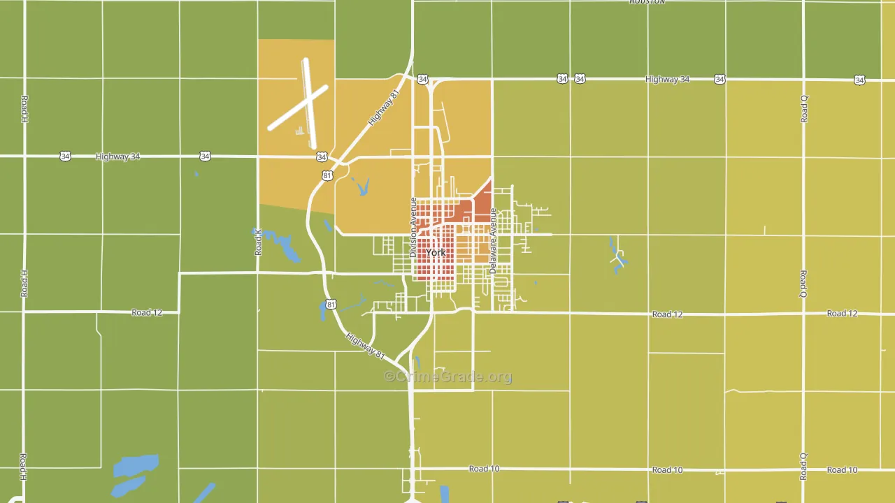 York, NE Map of Theft Rates