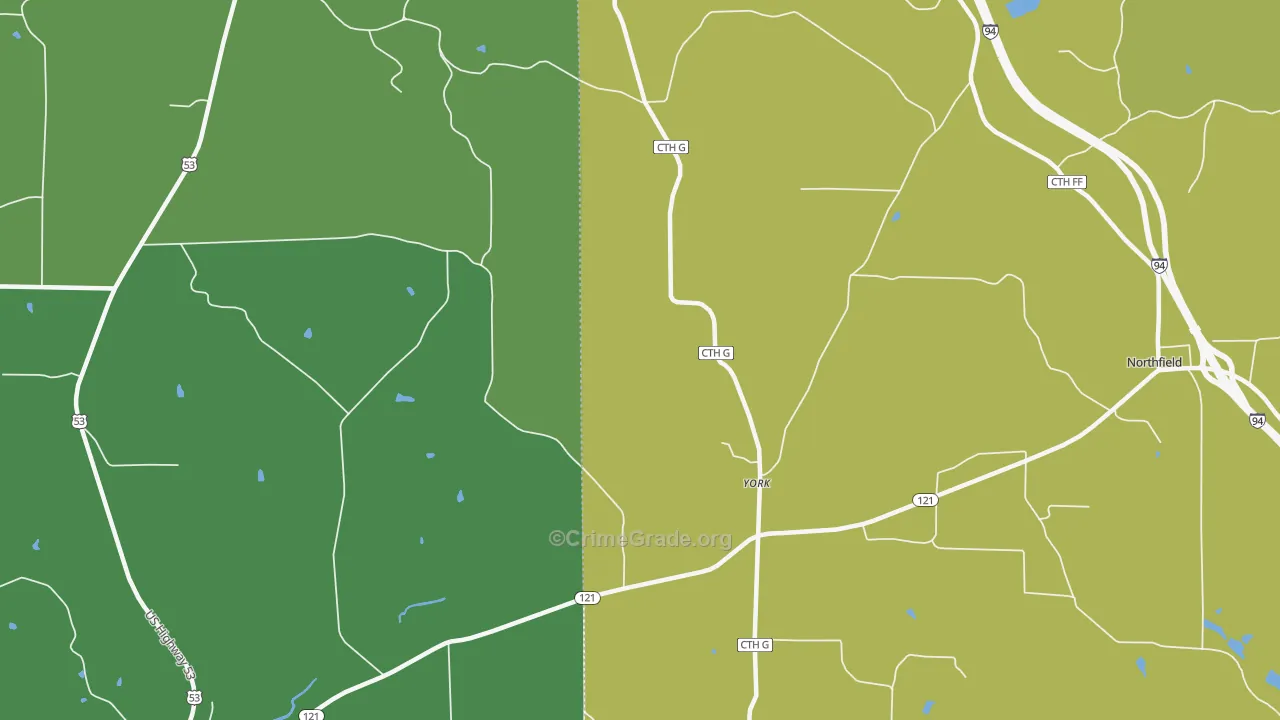 York, WI Map of Theft Rates