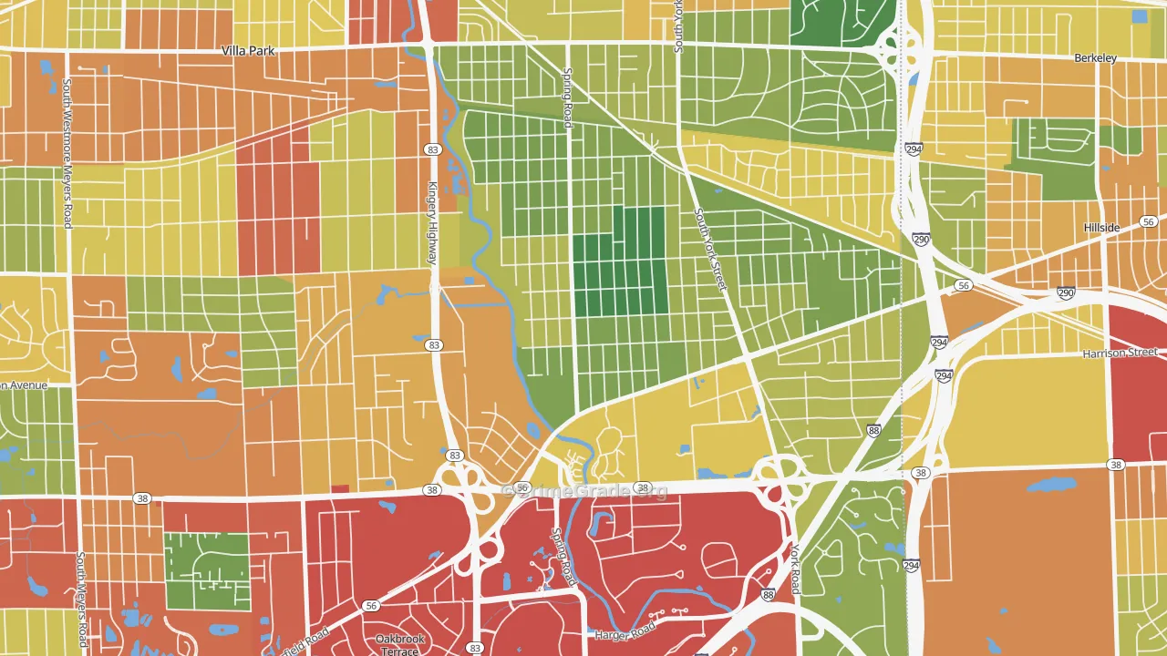 Yorkfield, Elmhurst, IL Map of Theft Rates