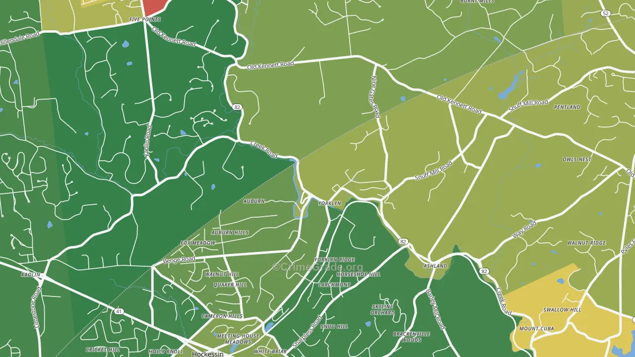 Yorklyn, DE Map of Theft Rates