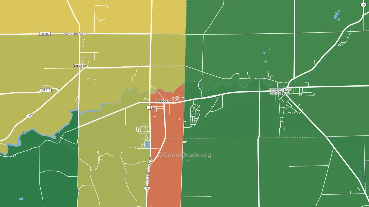 Yorkshire, NY Map of Theft Rates