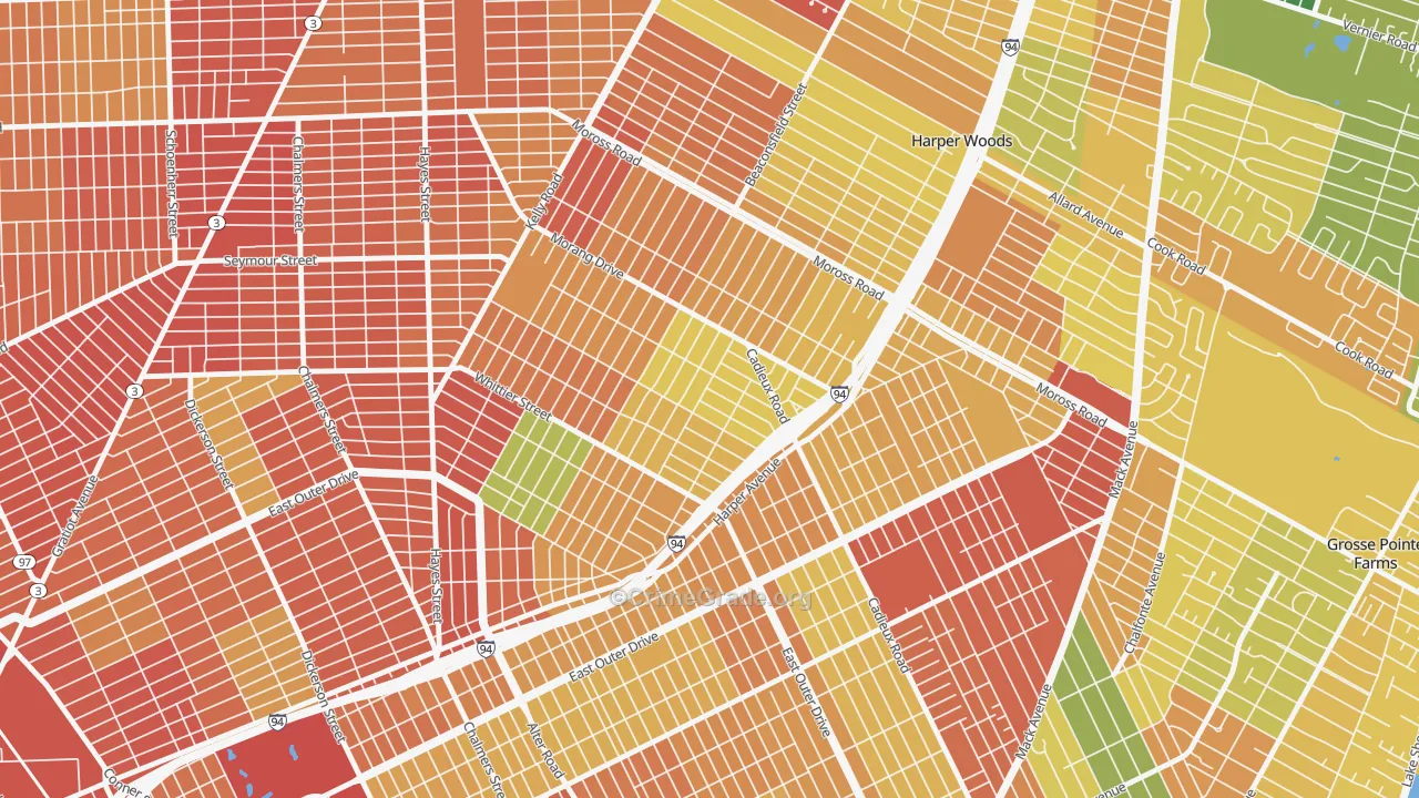 Yorkshire Woods, Detroit, MI Map of Theft Rates