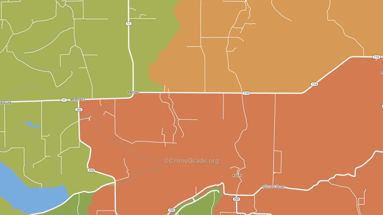 Yorktown, AR Map of Theft Rates