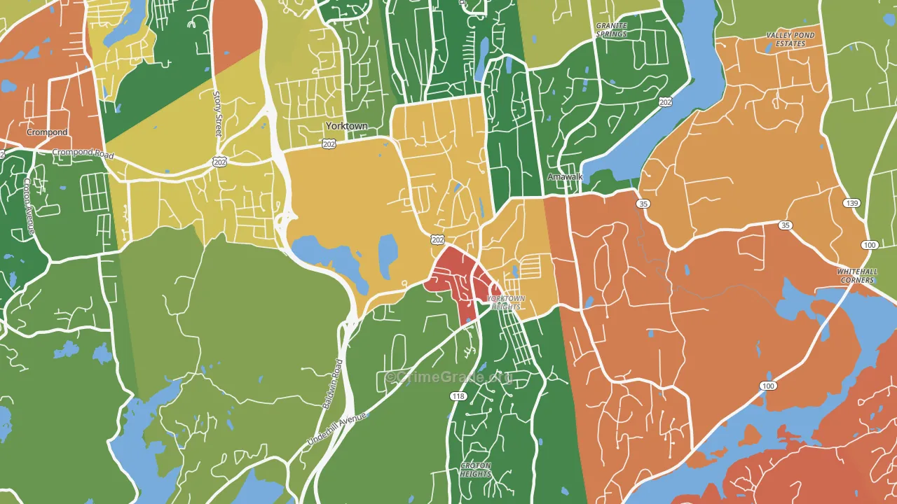 Yorktown Heights, NY Map of Theft Rates